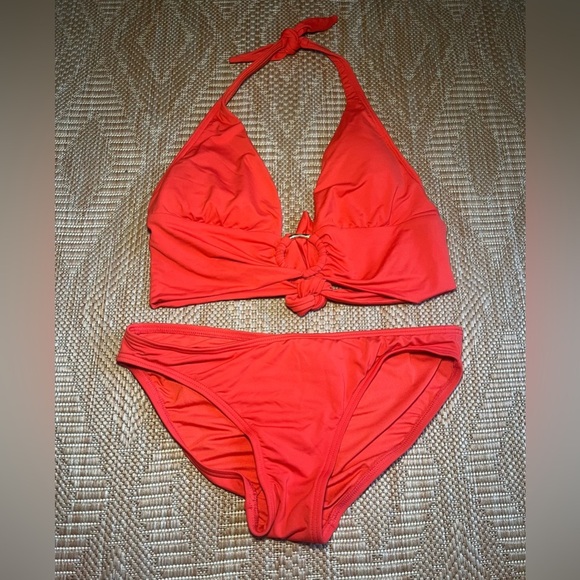 Carmen Marc Valvo Women's Bright Orange Two Piece Bathing Suit,Bikini,Size S - Picture 1 of 11